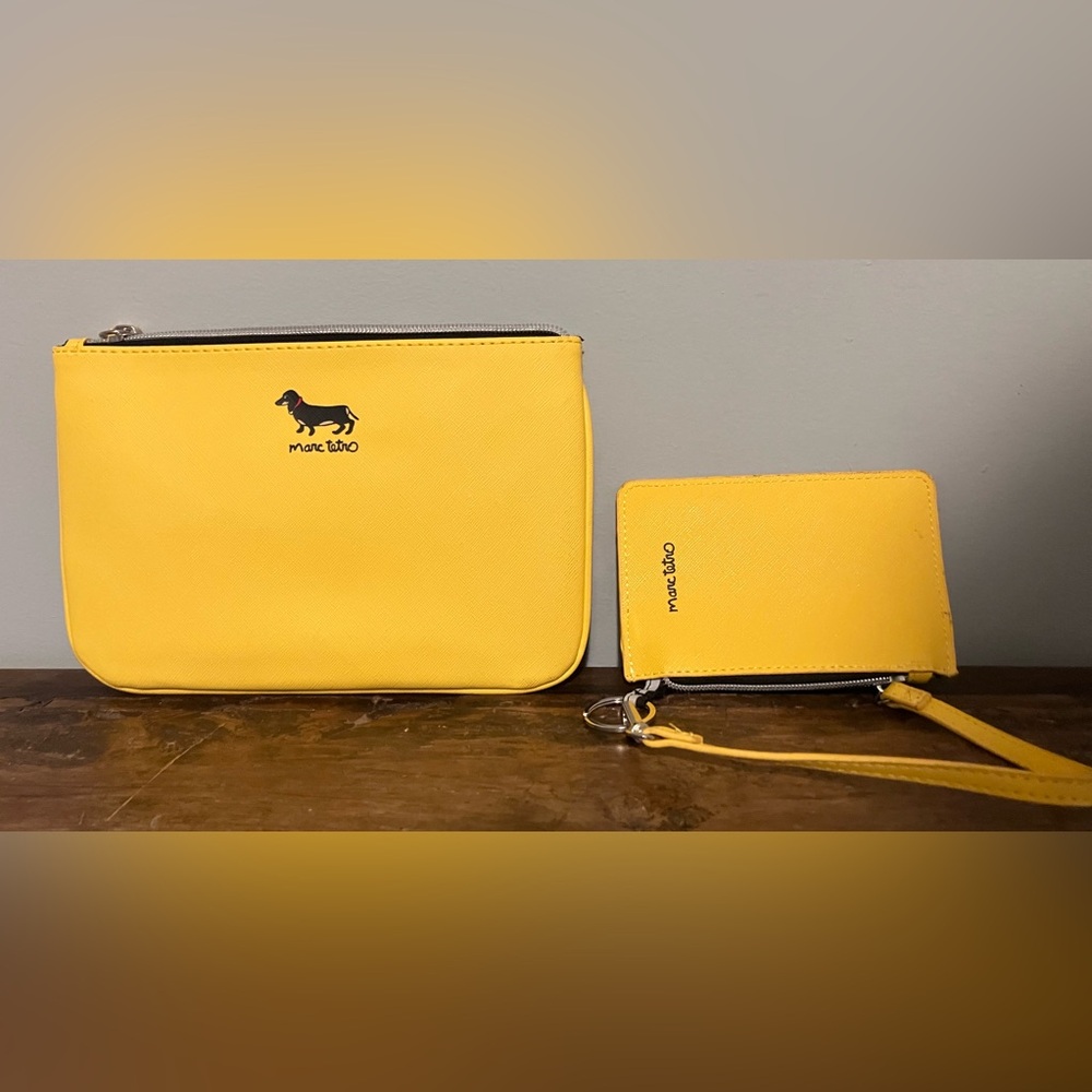 Yellow Dachshund Graphic Tote Bag with Wallet and Wristlet - Picture 5 of 11